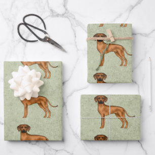Feuille De Papier Cadeau Motif Chien Lion Ridgeback Rhodésien Vert