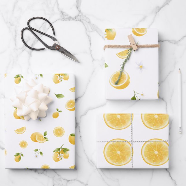 Feuille De Papier Cadeau Motif citron (Recto)