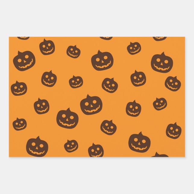 Feuille De Papier Cadeau motif citrouille d'Halloween (Devant)