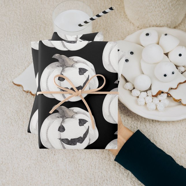 Feuille De Papier Cadeau Motif Citrouille éffrayant | Bonne Halloween (Créateur téléchargé)