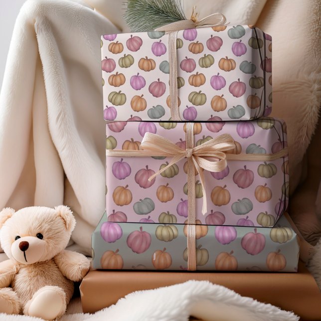 Feuille De Papier Cadeau Motif Citrouille Whimssical Fall Pastel (Créateur téléchargé)