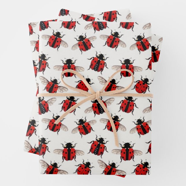 Feuille De Papier Cadeau Motif coccinelle (En situation)