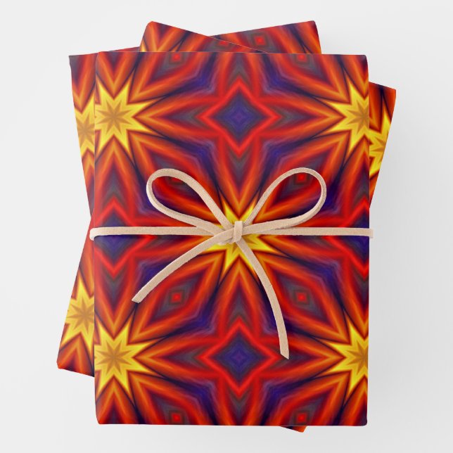 Feuille De Papier Cadeau Motif coloré abstrait (En situation)