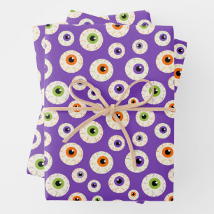 Feuille De Papier Cadeau Motif coloré Halloween Eyeballs