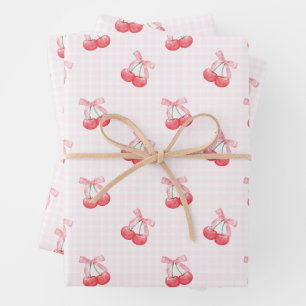 Feuille De Papier Cadeau Motif Coquette Cherries Bow