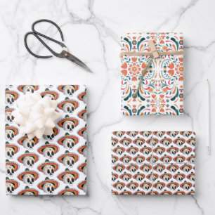 Feuille De Papier Cadeau Motif Crâne de Sucre