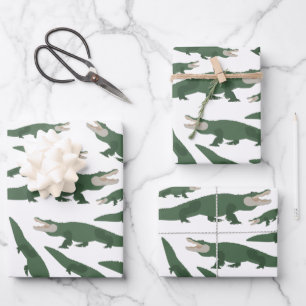 Feuille De Papier Cadeau Motif crocodile de l'alligator mignon