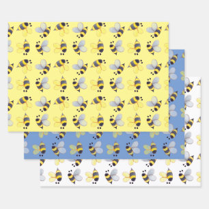 Feuille De Papier Cadeau Motif d'abeilles lunaires