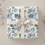Feuille De Papier Cadeau Motif d'aquarelle bleu roux<br><div class="desc">C'est un magnifique design original d'aquarelle créé dans notre studio. Les délicates fleurs bleues poussiéreuses contrastent magnifiquement avec les éléments verts du feuillage. Idéal pour les mariages,  anniversaires,  anniversaires et plus encore.</div>