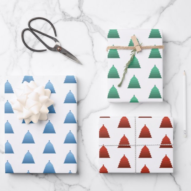 Feuille De Papier Cadeau Motif d'arbre de Noël (Recto)