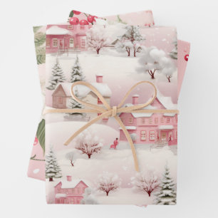 Feuille De Papier Cadeau Motif d'arbre rose vintage
