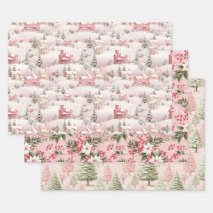 Feuille De Papier Cadeau Motif d'arbre rose vintage