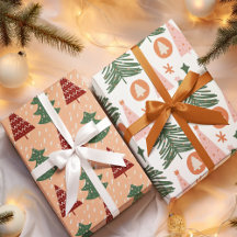 Motif d'arbres verts rétro Noël vacances