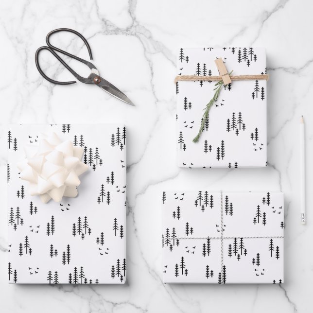 Feuille De Papier Cadeau Motif d'art de Forest Line (Recto)