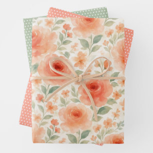 Feuille De Papier Cadeau Motif d'art floral chic français élégant