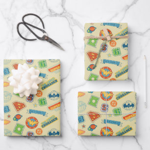 Feuille De Papier Cadeau Motif de badge de super-héros de la Ligue de justi