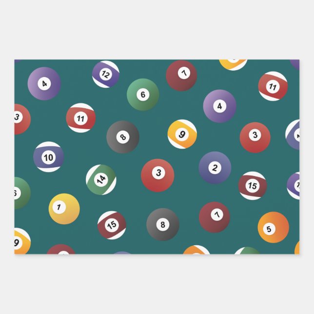 Feuille De Papier Cadeau Motif de balle de snooker, Cadeaux de joueur de bi (Devant)