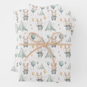 Feuille De Papier Cadeau Motif de ballons de lapin de cirque amusant Baby S