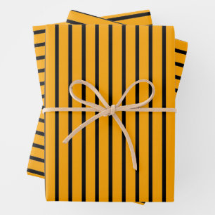 Feuille De Papier Cadeau Motif de bande jaune noir rétro