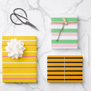 Feuille De Papier Cadeau Motif de bande verticale vert jaune