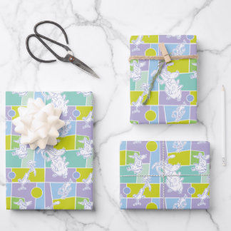 Feuille De Papier Cadeau Motif de bloc couleur vache et poulet