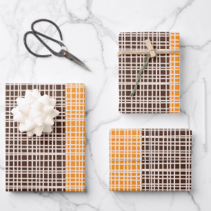 Feuille De Papier Cadeau Motif de bloc de couleur tissé moderne du milieu d