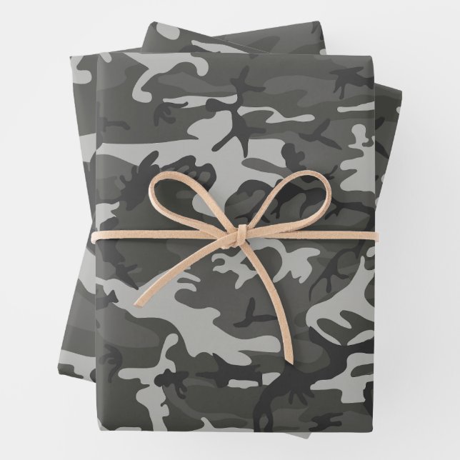 Feuille De Papier Cadeau Motif de Camouflage gris, Motif militaire, Armée (En situation)