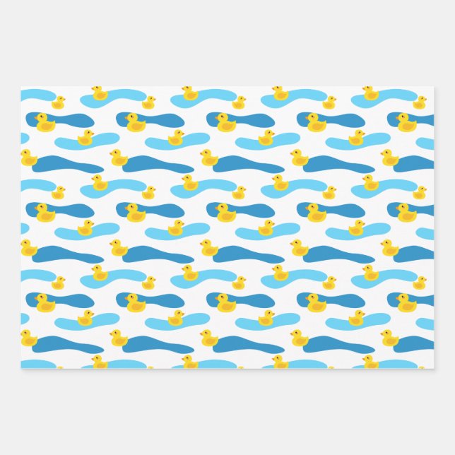 Feuille De Papier Cadeau Motif de canard en caoutchouc jaune (Devant)