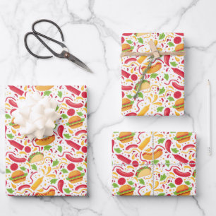 Feuille De Papier Cadeau motif de carreaux de restauration rapide mixte amu