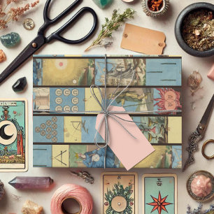 Feuille De Papier Cadeau Motif de carte Tarot Tiré main vintage
