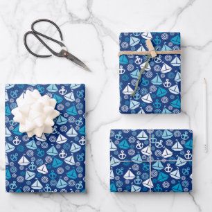 Feuille De Papier Cadeau Motif De Cartographie Avec Voiliers