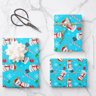 Feuille De Papier Cadeau Motif de célébration de Noël Bonhomme de neige de