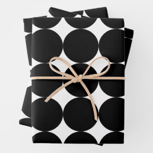 Feuille De Papier Cadeau Motif de cercle géométrique noir blanc rétro
