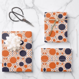 Feuille De Papier Cadeau Motif de cercles orange et bleu