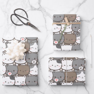 Feuille De Papier Cadeau Motif de chat adorable