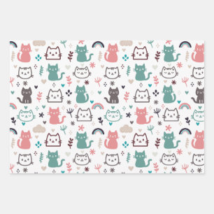 Feuille De Papier Cadeau Motif de chats mignons