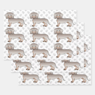 Feuille De Papier Cadeau Motif de chien Dachshund à poil lisse Isabella et