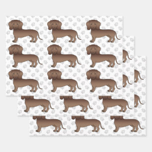 Feuille De Papier Cadeau Motif de chien de dessin animé à poil court au cho