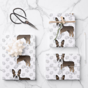 Feuille De Papier Cadeau Motif de chien de dessin animé mignon Terrier de B