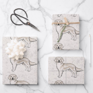 Feuille De Papier Cadeau Motif de chien de dessin animé Retriever Golden Cr