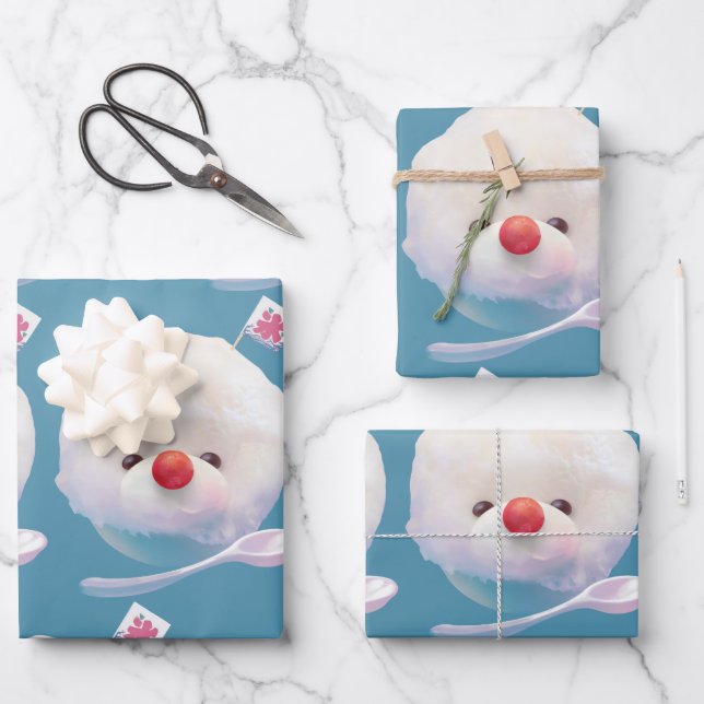 Feuille De Papier Cadeau Motif de chien de glace rasé mignon (Recto)