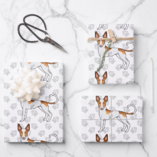 Feuille De Papier Cadeau Motif de chien Lévrier ibicenc à poil lisse blanc