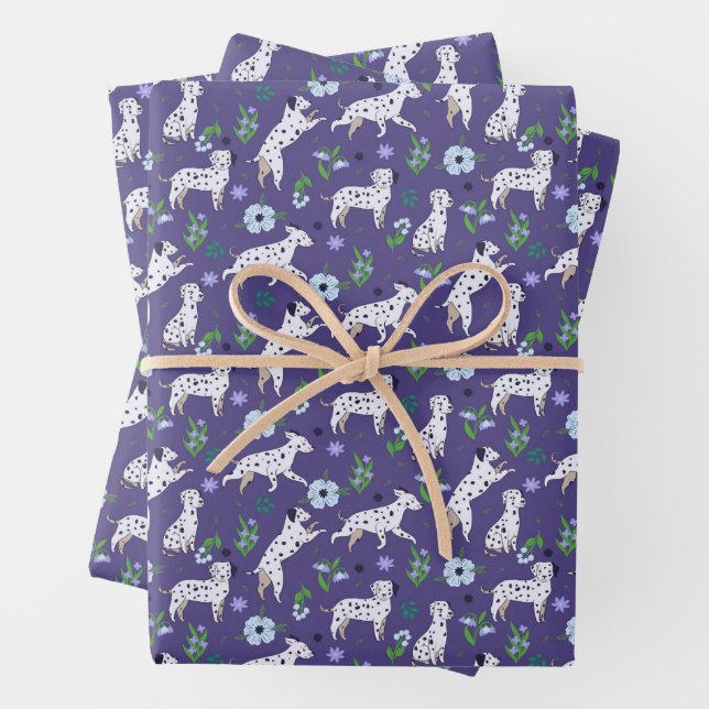 Feuille De Papier Cadeau Motif de chiens dalmatiens mignons (En situation)