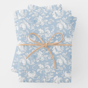 Feuille De Papier Cadeau Motif de chinoiserie bleu et blanc