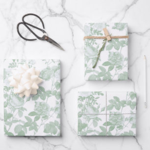 Feuille De Papier Cadeau Motif de chinoiserie française de roses florales v