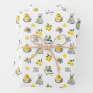 Feuille De Papier Cadeau Motif de citron d'été méditerranéen