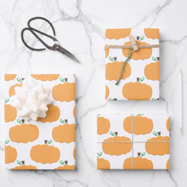 Feuille De Papier Cadeau Motif de citrouille  (Recto)