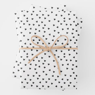 Feuille De Papier Cadeau Motif de cœur noir et blanc chic pour la Saint-Val