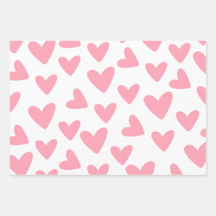 Feuille De Papier Cadeau Motif De Coeur Rose Et Blanc