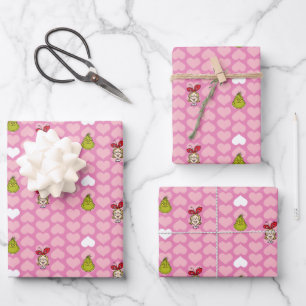 Feuille De Papier Cadeau Motif de cœur rose Grinch & Cindy-Lou